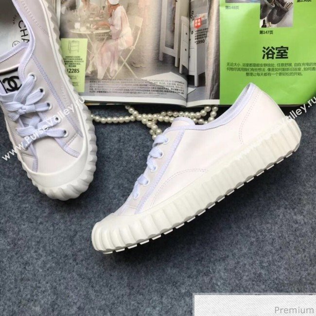 Chanel Bloom Sole Calfskin Sneakers White 2019 (HZJ-9032868)