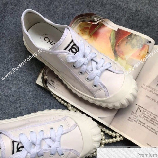 Chanel Bloom Sole Calfskin Sneakers White 2019 (HZJ-9032868)
