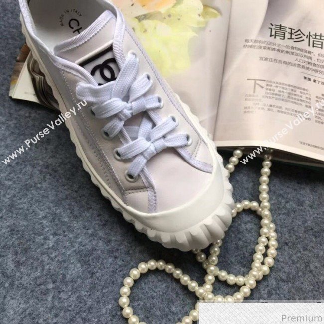 Chanel Bloom Sole Calfskin Sneakers White 2019 (HZJ-9032868)