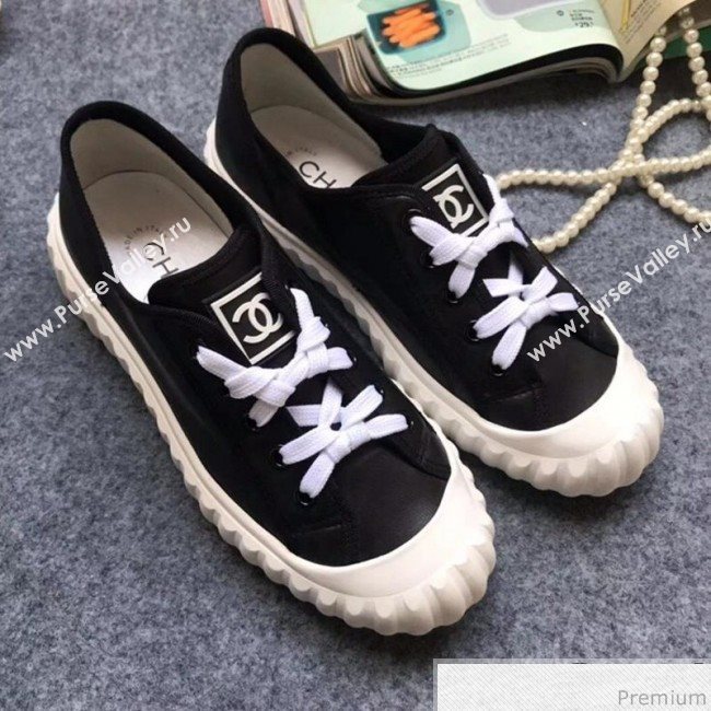 Chanel Bloom Sole Calfskin Sneakers Black 2019 (HZJ-9032869)