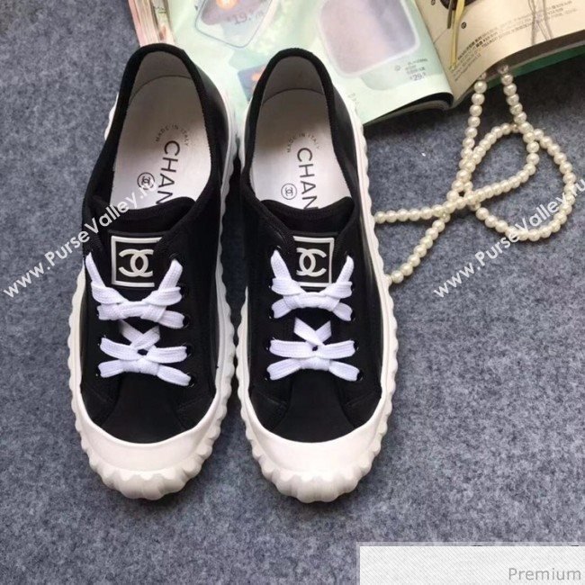 Chanel Bloom Sole Calfskin Sneakers Black 2019 (HZJ-9032869)