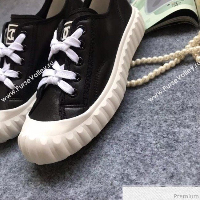 Chanel Bloom Sole Calfskin Sneakers Black 2019 (HZJ-9032869)