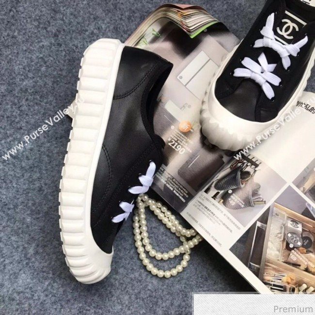 Chanel Bloom Sole Calfskin Sneakers Black 2019 (HZJ-9032869)