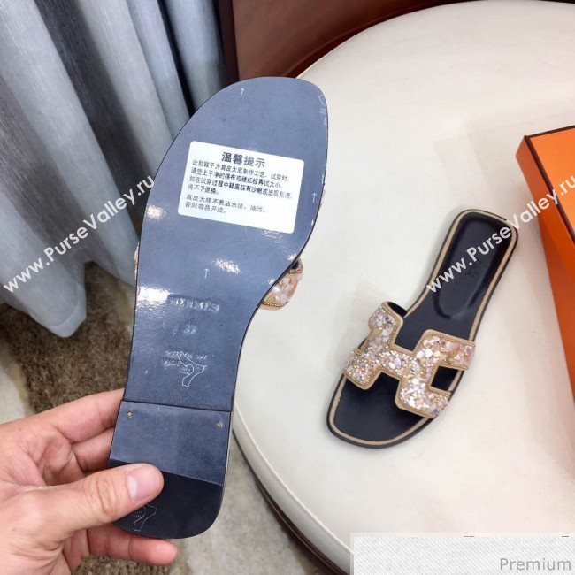 Hermes Oran Handstone Flat Slide Sandals Light Beige 2019 (HZJ-9032901)