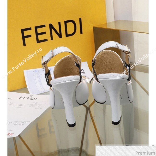Fendi F Charm Leather Slingback Pump White 2019 (HZJ-9032904)