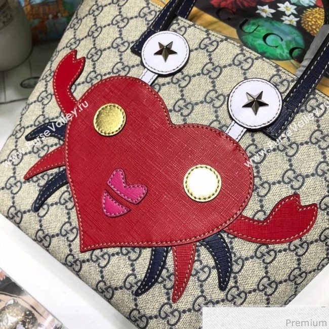 Gucci Childrens GG Crab Tote 550758 Beige/Blue/Red 2019 (JM-9040139)
