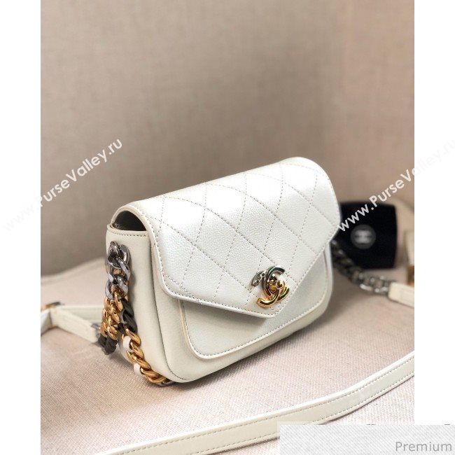 Chanel Flap Bag AS0412 White/Silver/Gold 2019 (YD-9040302)