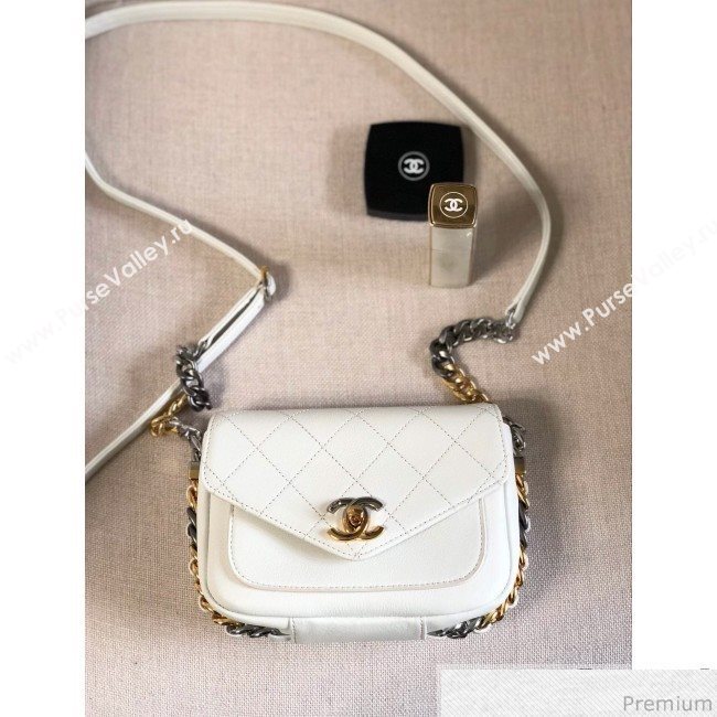 Chanel Flap Bag AS0412 White/Silver/Gold 2019 (YD-9040302)