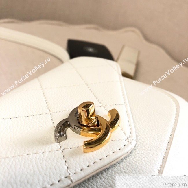 Chanel Flap Bag AS0412 White/Silver/Gold 2019 (YD-9040302)