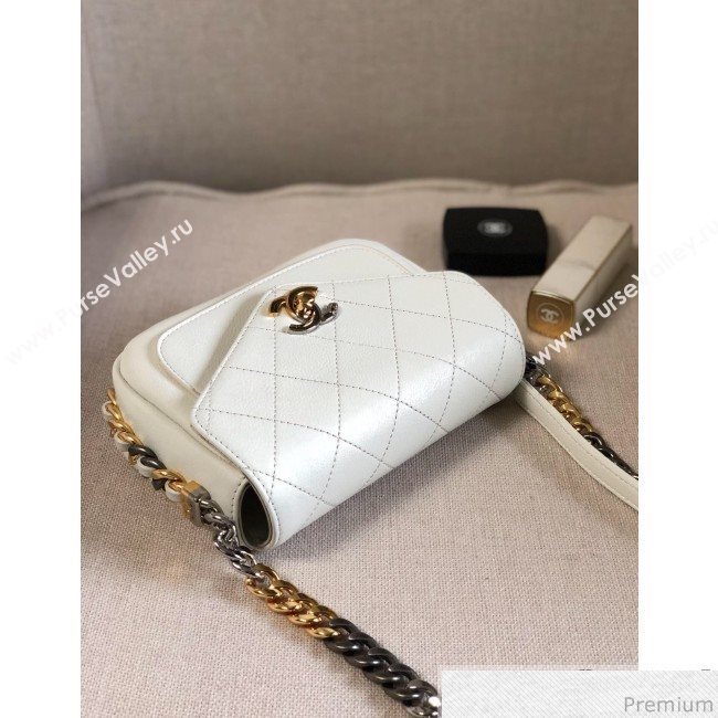 Chanel Flap Bag AS0412 White/Silver/Gold 2019 (YD-9040302)