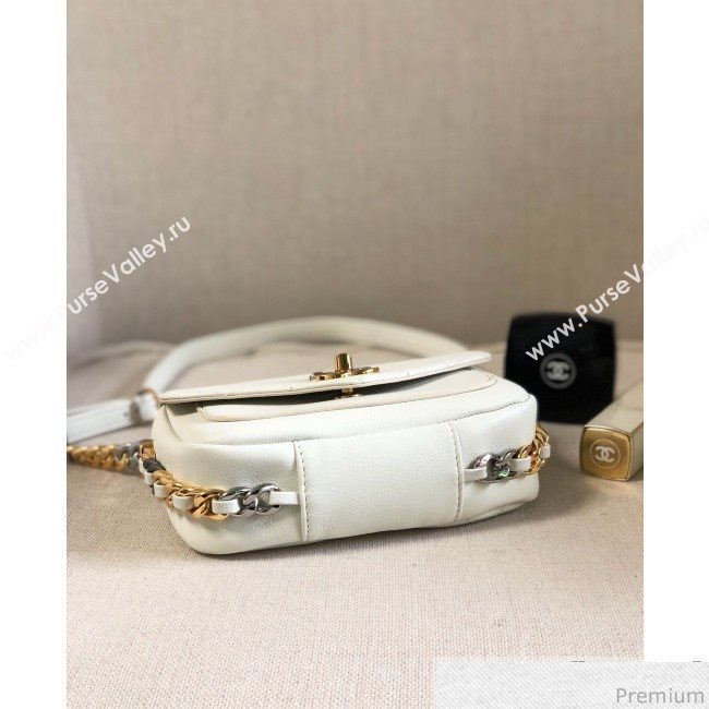 Chanel Flap Bag AS0412 White/Silver/Gold 2019 (YD-9040302)