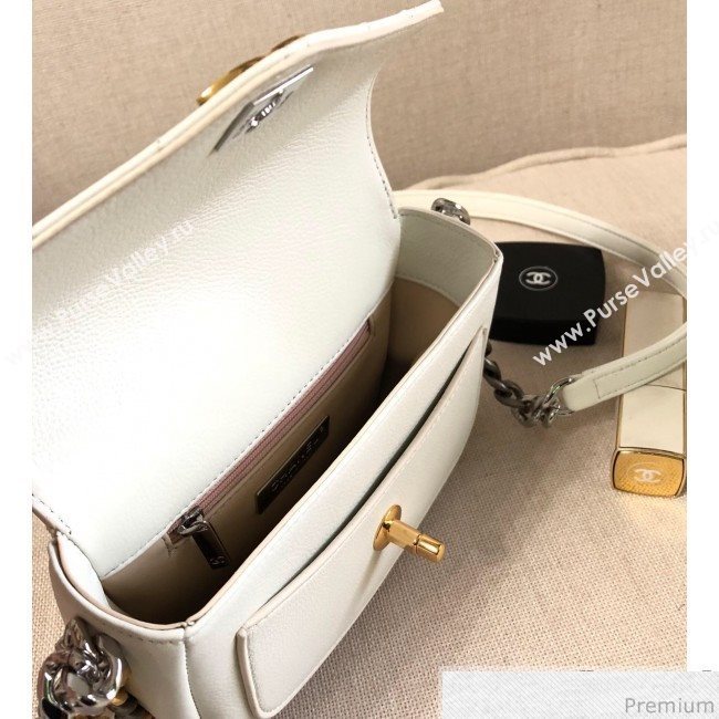 Chanel Flap Bag AS0412 White/Silver/Gold 2019 (YD-9040302)