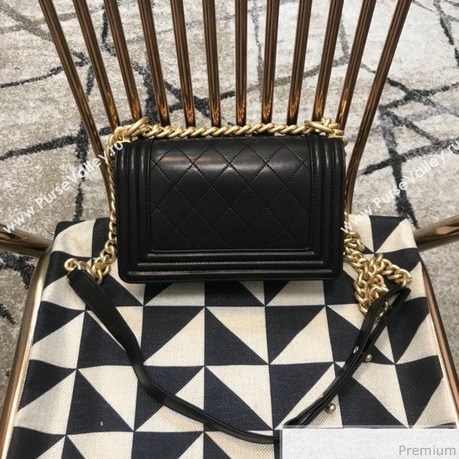 Chanel Camellia Small Boy Flap Bag A67085 Black 2019 (JDH-9040317)