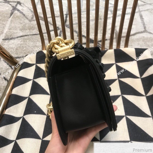 Chanel Camellia Small Boy Flap Bag A67085 Black 2019 (JDH-9040317)