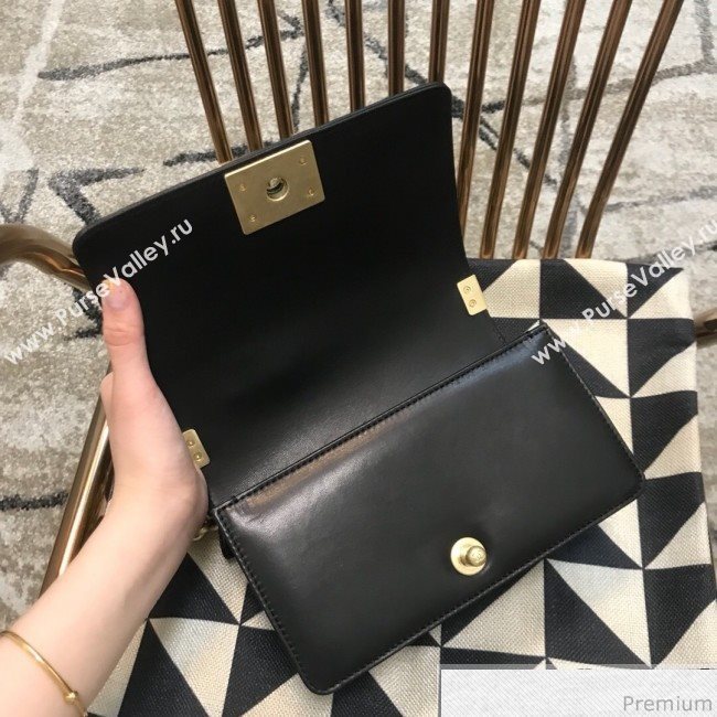 Chanel Camellia Small Boy Flap Bag A67085 Black 2019 (JDH-9040317)