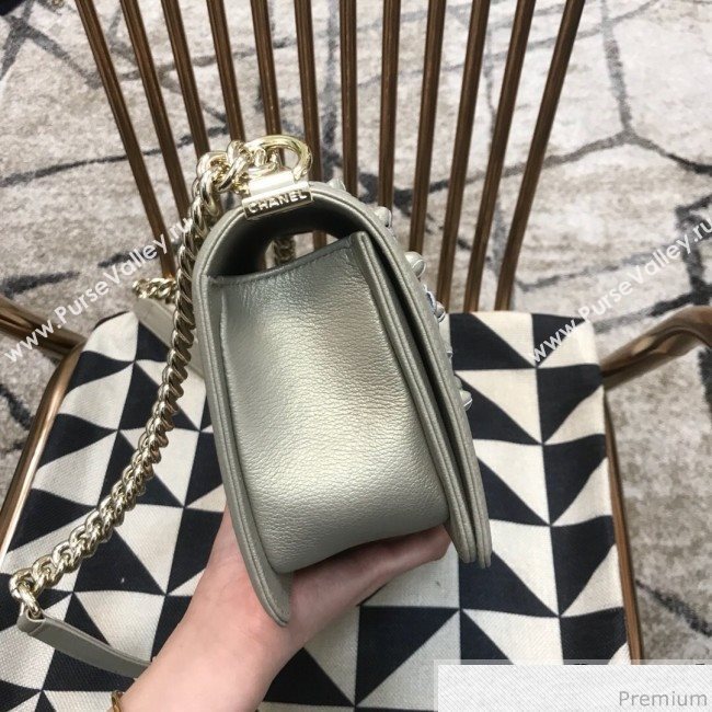 Chanel Camellia Large Boy Flap Bag A67085 Light Gray/Gold 2019 (JDH-9040320)