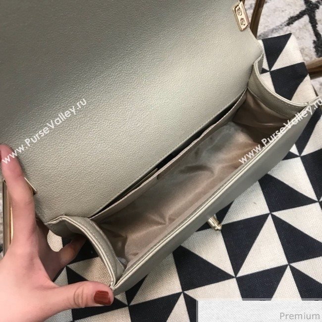 Chanel Camellia Large Boy Flap Bag A67085 Light Gray/Gold 2019 (JDH-9040320)