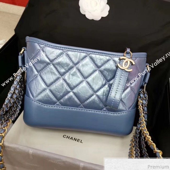 Chanel Iridescent Aged Calfskin Gabrielle Hobo Bag A93824 Blue 2019 (GANE-9040330)