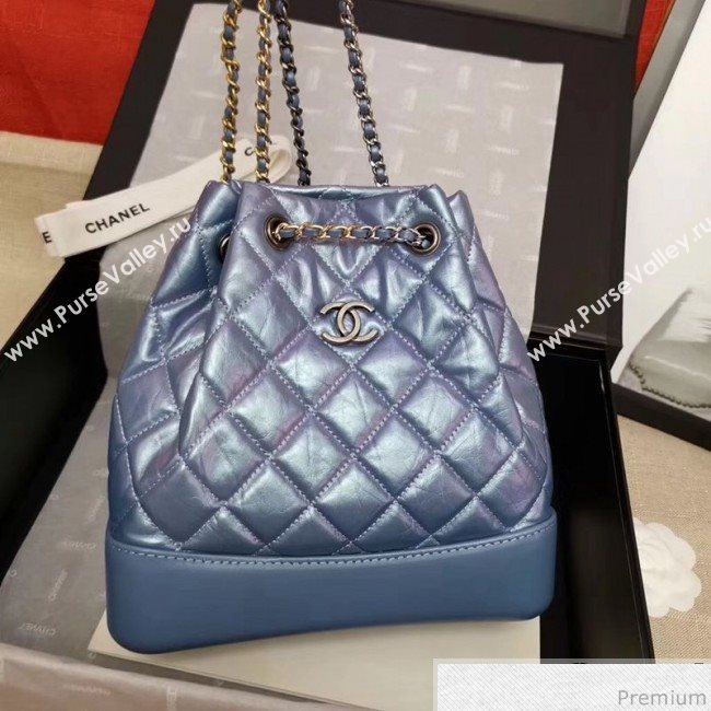 Chanel Iridescent Aged Calfskin Gabrielle Backpack A94502 Blue 2019 (GANE-9040332)