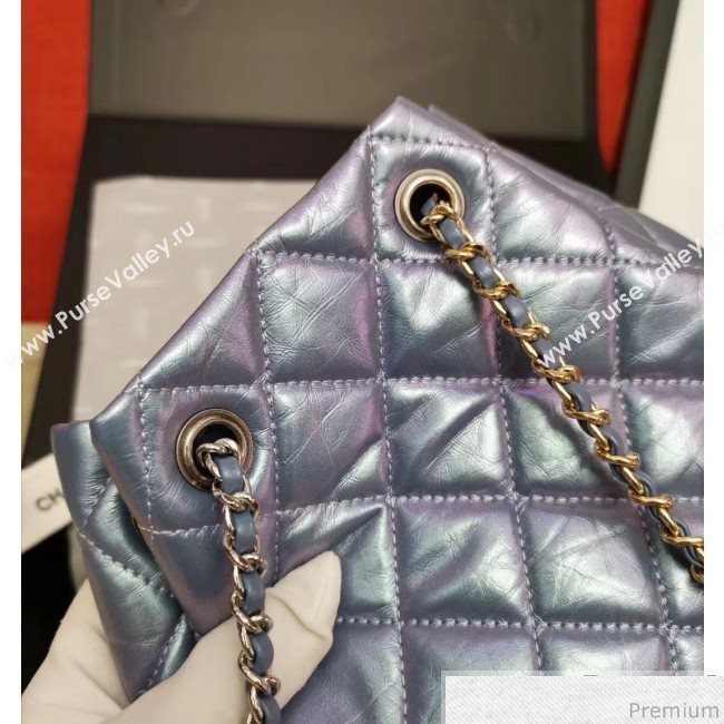 Chanel Iridescent Aged Calfskin Gabrielle Backpack A94502 Blue 2019 (GANE-9040332)