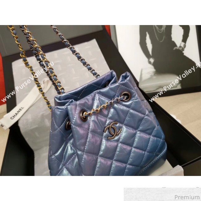 Chanel Iridescent Aged Calfskin Gabrielle Backpack A94502 Blue 2019 (GANE-9040332)
