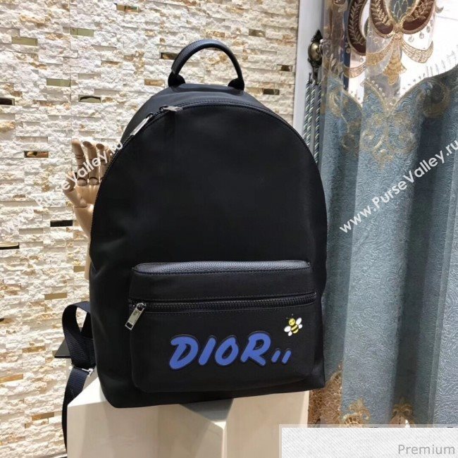 Dior x Kaws Black Nylon Backpack with Blue Dior Logo 2019 (XYD-9040336)