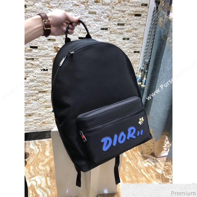Dior x Kaws Black Nylon Backpack with Blue Dior Logo 2019 (XYD-9040336)