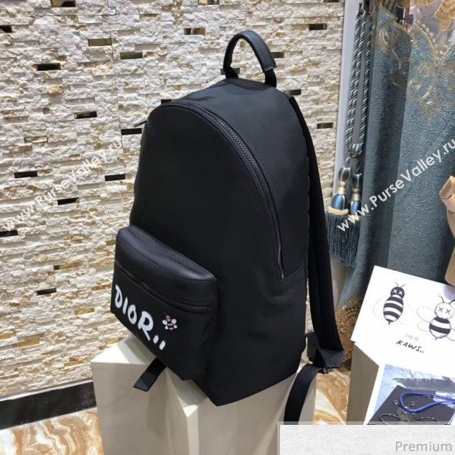 Dior x Kaws Black Nylon Backpack with White Dior Logo 2019 (XYD-9040338)