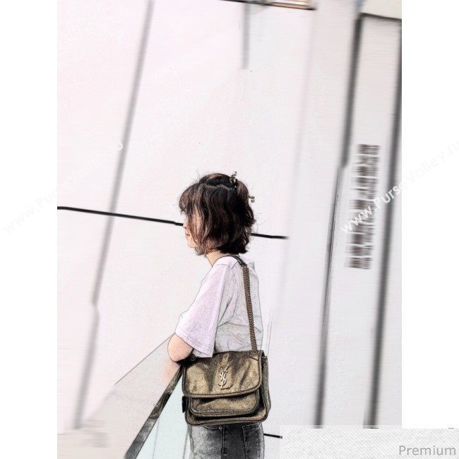 Saint Laurent Niki Baby Chain Bag in Metallic Leather 533037 Gold 2019 (XYD-9040339)