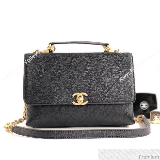 Chanel Grained Calfskin Flap Top Handle Bag AS0305 Black 2019 (YD-9031450)