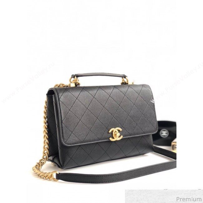 Chanel Grained Calfskin Flap Top Handle Bag AS0305 Black 2019 (YD-9031450)
