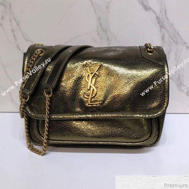 Saint Laurent Niki Baby Chain Bag in Metallic Leather 533037 Gold 2019 (XYD-9040339)
