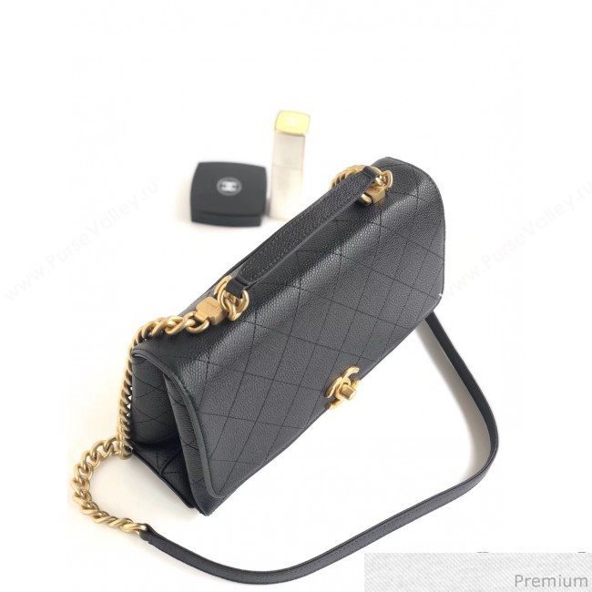 Chanel Grained Calfskin Flap Top Handle Bag AS0305 Black 2019 (YD-9031450)
