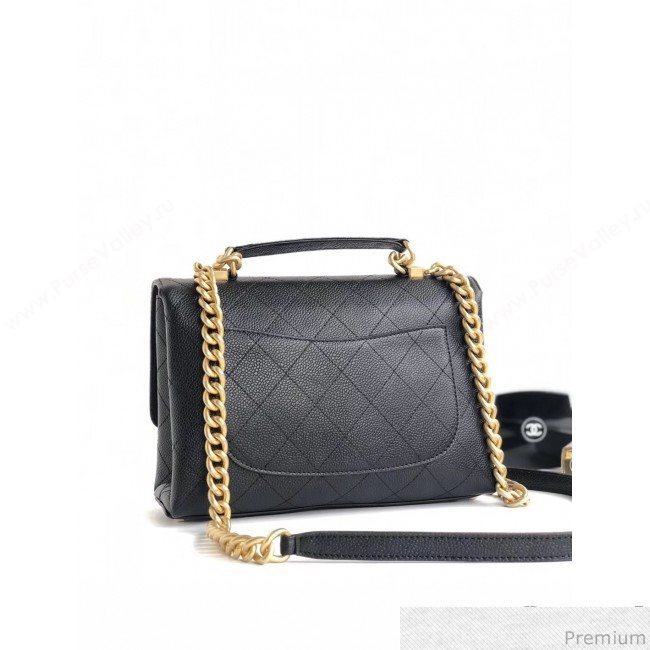 Chanel Grained Calfskin Flap Top Handle Bag AS0305 Black 2019 (YD-9031450)
