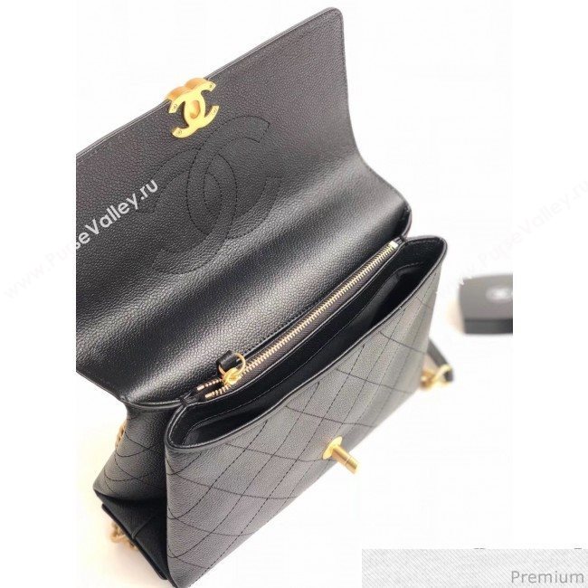 Chanel Grained Calfskin Flap Top Handle Bag AS0305 Black 2019 (YD-9031450)