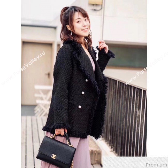 Chanel Grained Calfskin Flap Top Handle Bag AS0305 Black 2019 (YD-9031450)