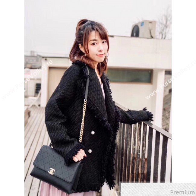 Chanel Grained Calfskin Flap Top Handle Bag AS0305 Black 2019 (YD-9031450)