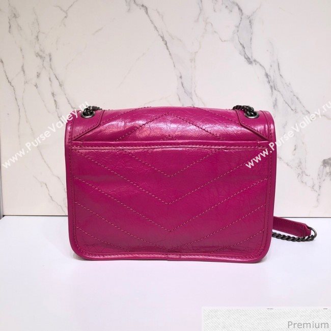 Saint Laurent Niki Baby Chain Bag in Vintage Crinkled Leather 533037 Hot Pink 2019 (XYD-9040341)