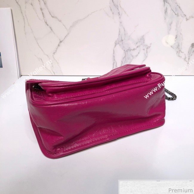 Saint Laurent Niki Baby Chain Bag in Vintage Crinkled Leather 533037 Hot Pink 2019 (XYD-9040341)