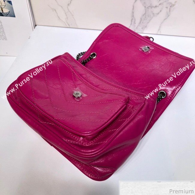 Saint Laurent Niki Baby Chain Bag in Vintage Crinkled Leather 533037 Hot Pink 2019 (XYD-9040341)