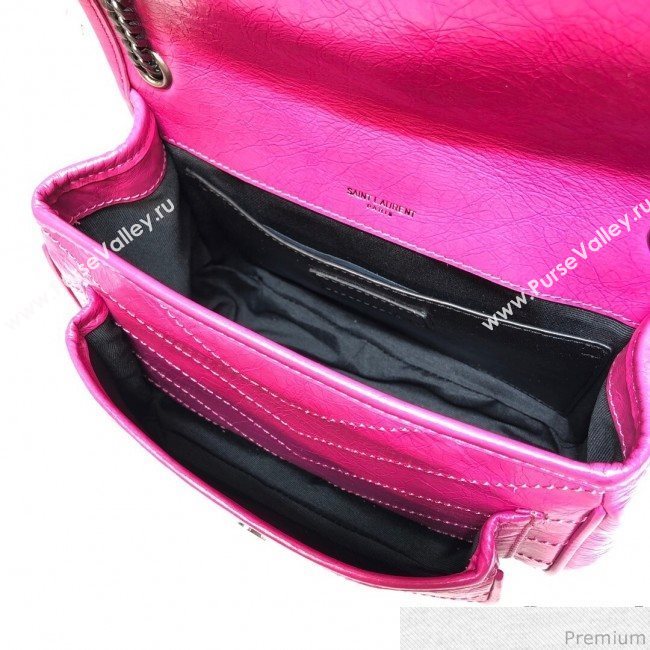Saint Laurent Niki Baby Chain Bag in Vintage Crinkled Leather 533037 Hot Pink 2019 (XYD-9040341)