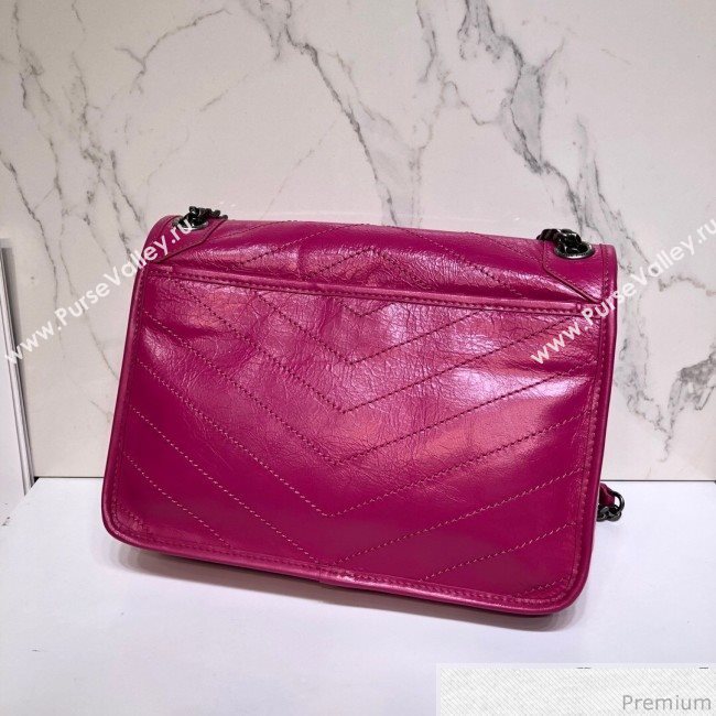 Saint Laurent Medium Niki Chain Bag in Vintage Crinkled Leather 498894 Hot Pink 2019 (XYD-9040342)