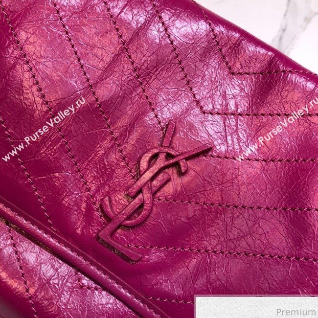 Saint Laurent Medium Niki Chain Bag in Vintage Crinkled Leather 498894 Hot Pink 2019 (XYD-9040342)