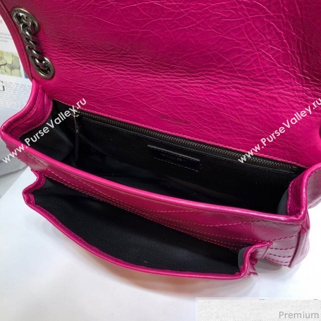 Saint Laurent Medium Niki Chain Bag in Vintage Crinkled Leather 498894 Hot Pink 2019 (XYD-9040342)