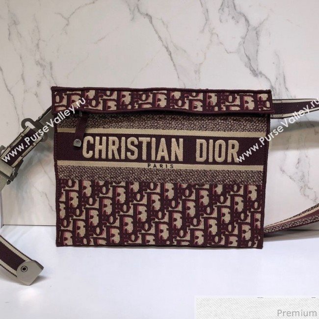 Dior Clutch/Crossbody Bag in Burgundy Oblique Jacquard Canvas 2019 (XYD-9040343)