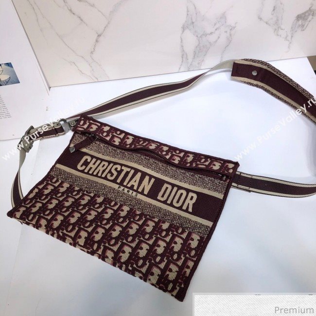 Dior Clutch/Crossbody Bag in Burgundy Oblique Jacquard Canvas 2019 (XYD-9040343)