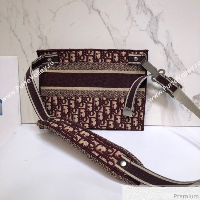 Dior Clutch/Crossbody Bag in Burgundy Oblique Jacquard Canvas 2019 (XYD-9040343)