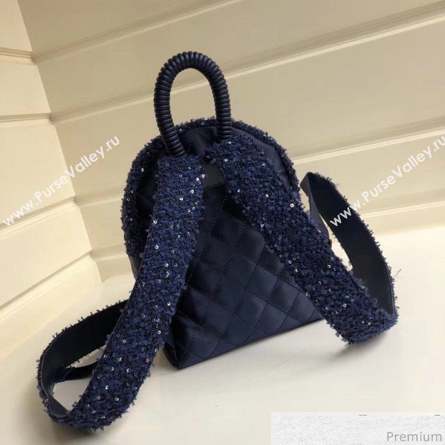 Chanel Sequins Tweed and Nylon Backpack Blue 2019 (YD-9031503)