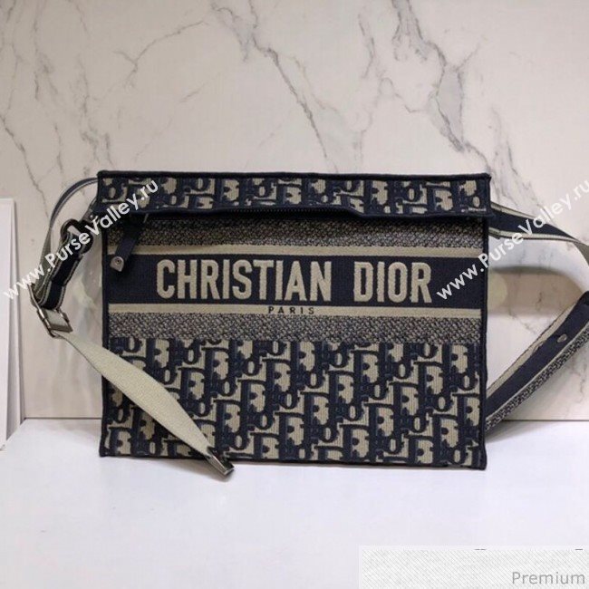 Dior Clutch/Crossbody Bag in Blue Oblique Jacquard Canvas 2019 (XYD-9040344)