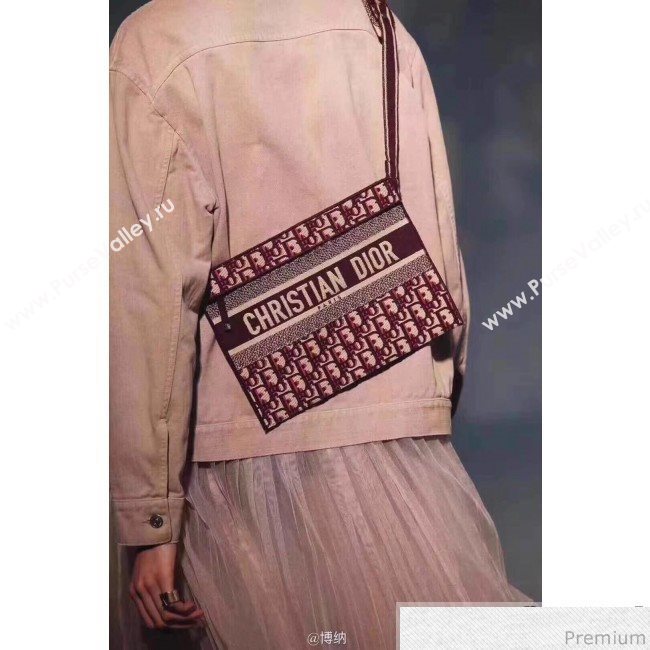 Dior Clutch/Crossbody Bag in Burgundy Oblique Jacquard Canvas 2019 (XYD-9040343)